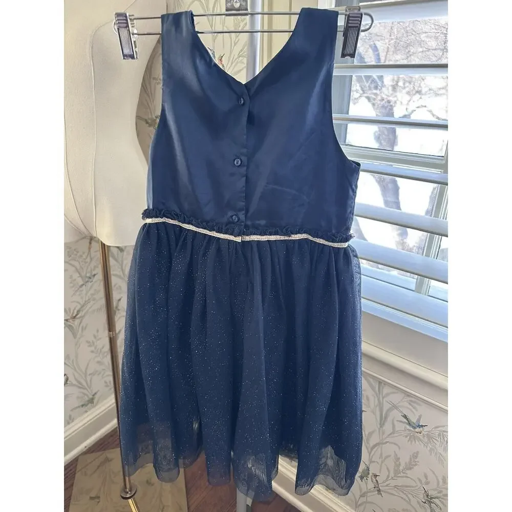 Girls H&M Fancy Dress Sz 7-8 years Navy Blue Sparkle Christmas Wedding New Year